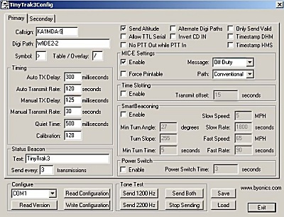 TinyTrak3 software