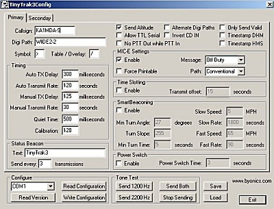 TinyTrak3 software