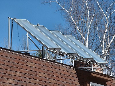 Solar panels mounted on roof