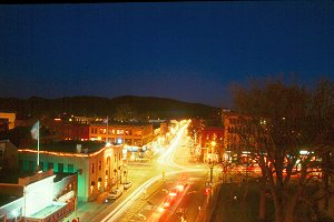 Downtown Northampton at night, Northampton, MA - January, 2002