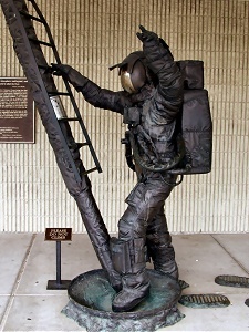 Cool astronaut sculpture greeting visitors