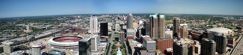 Panorama of St. Louis, MO from Gateway Arch