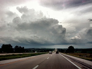 Thunderstorm outside of Des Moines, IA, I-80